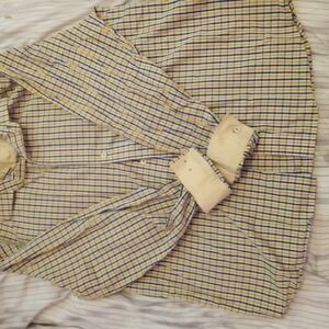 Beverly Hills Polo Club Yellow and Blue Plaid Casual Button Down Shirt